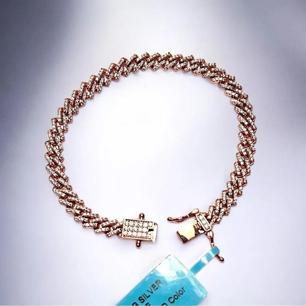 Rose Gold Over Sterling Silver Moissanite Monaco 7” Bracelet